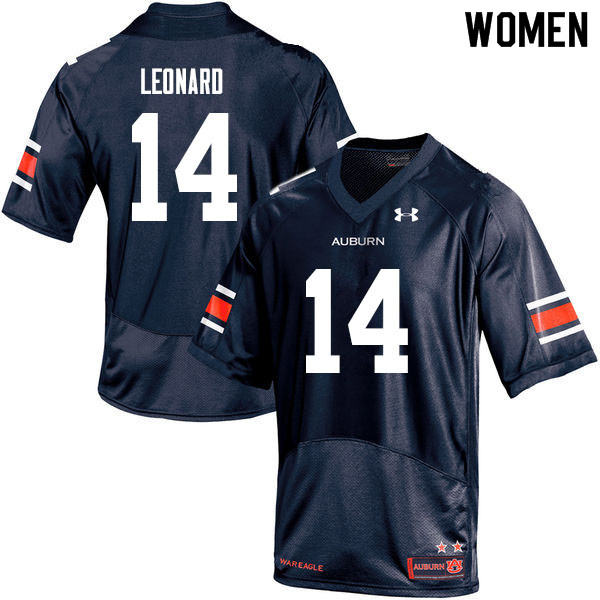 Women #14 Traivon Leonard Auburn Tigers College Football Jerseys Sale-Navy